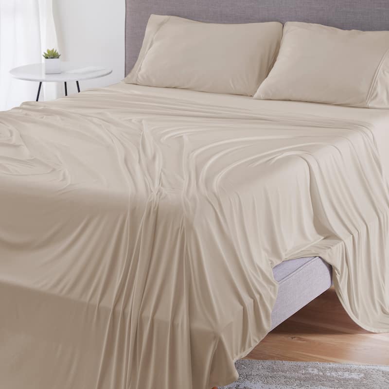BEDGEAR Dri-Tec Moisture Wicking Bed Sheet Set - Sheets for Hot Sleepers - Split Head Cal King - Medium Beige