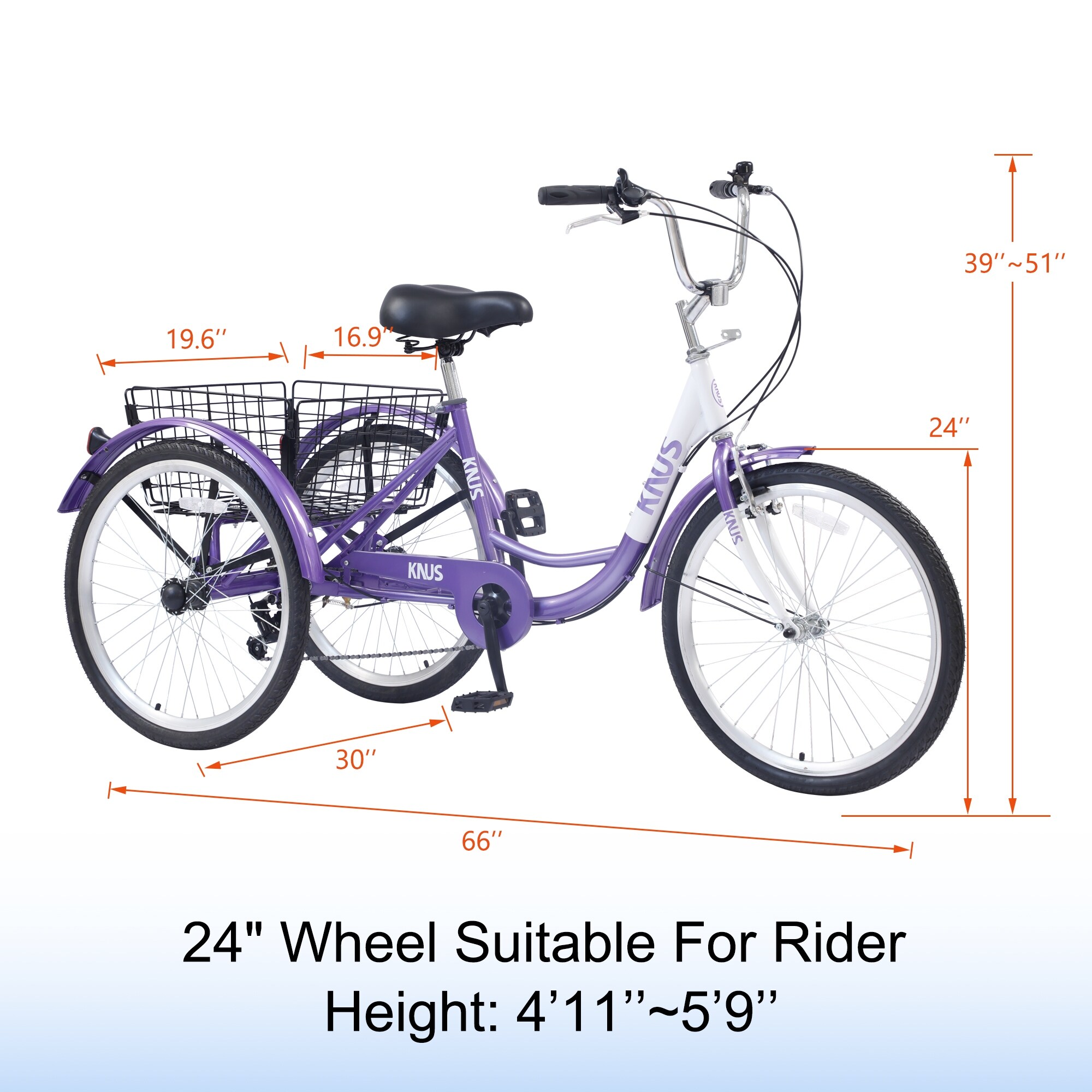 Adult Tricycle 16 1 Speed Size Cruise Bike Foldable Tricycle with