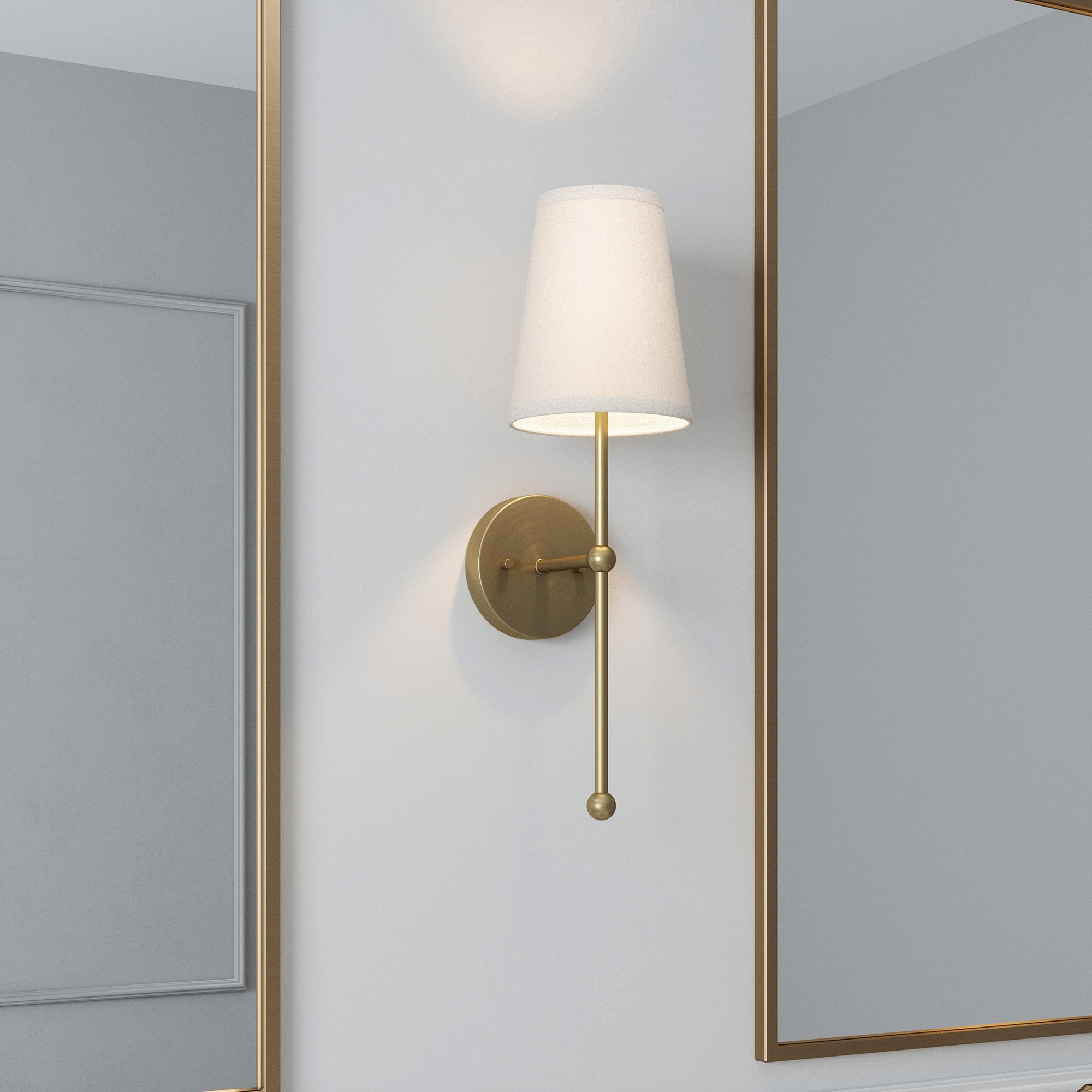 Modern Gold Dimmable 1-Light Wall Sconce with Fabric Shade