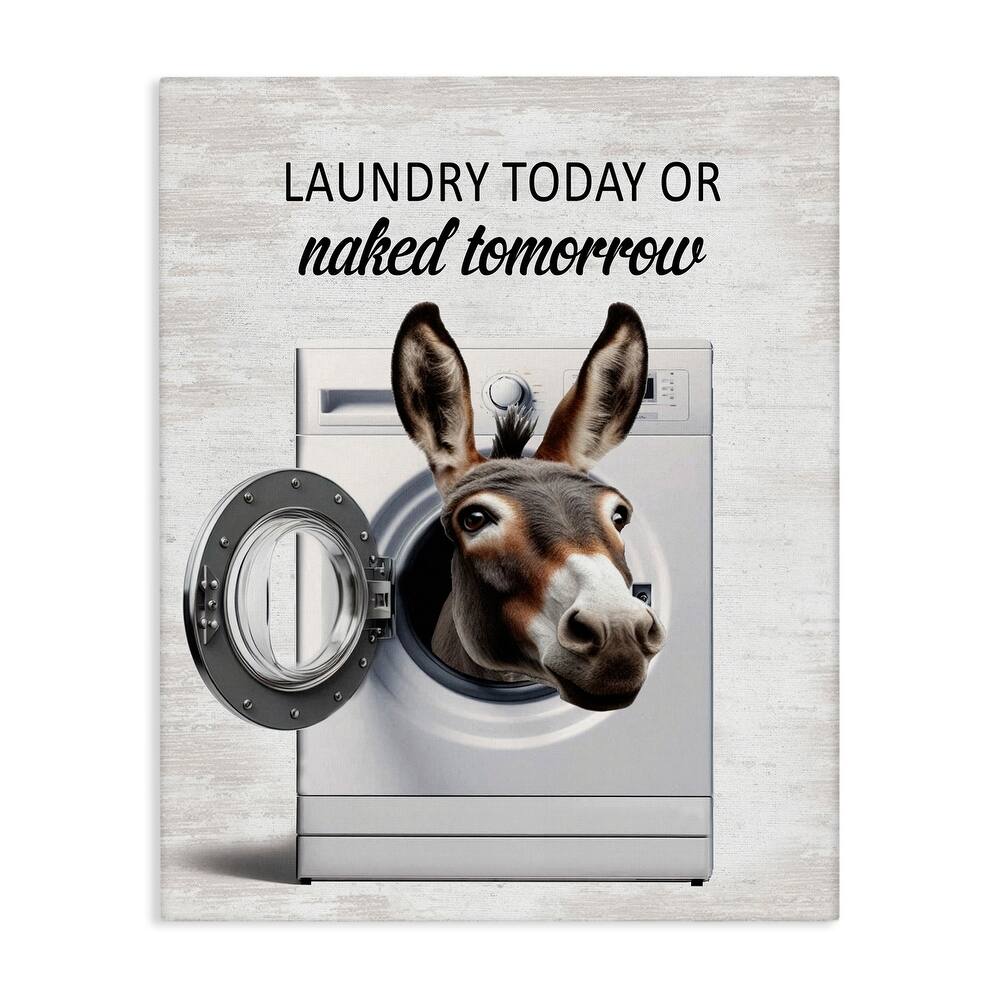 Stupell Funny Donkey Washing Machine Canvas Wall Art Design By Lettered and Lined