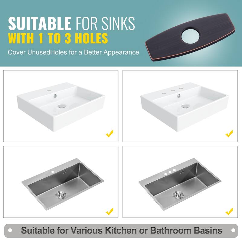 WOWOW Stainless Faucet Deck Plate, Fits 1 to 3 Hole Sinks, 5 Finishes
