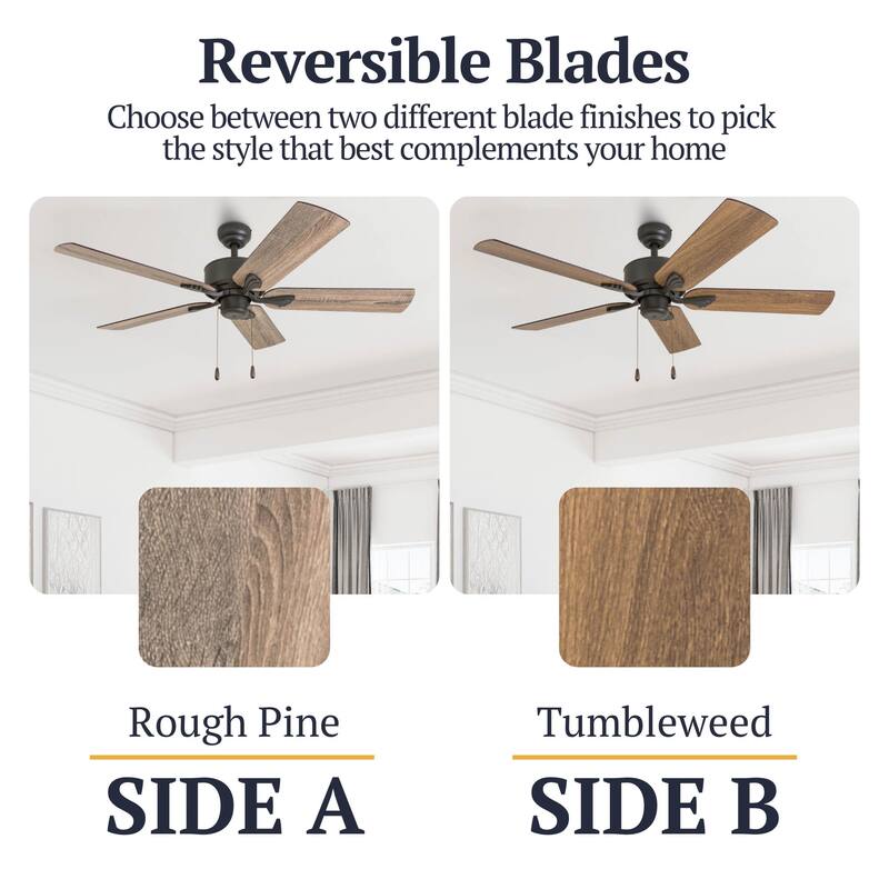 52" Prominence Home Glencrest Bronze Farmhouse Ceiling Fan with No Light, Remote Control