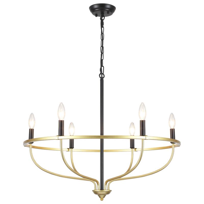 6-Light Circle Candlestick Hanging Linear Chandelier Lighting Island Chandelier Fixture for Kitchen Island