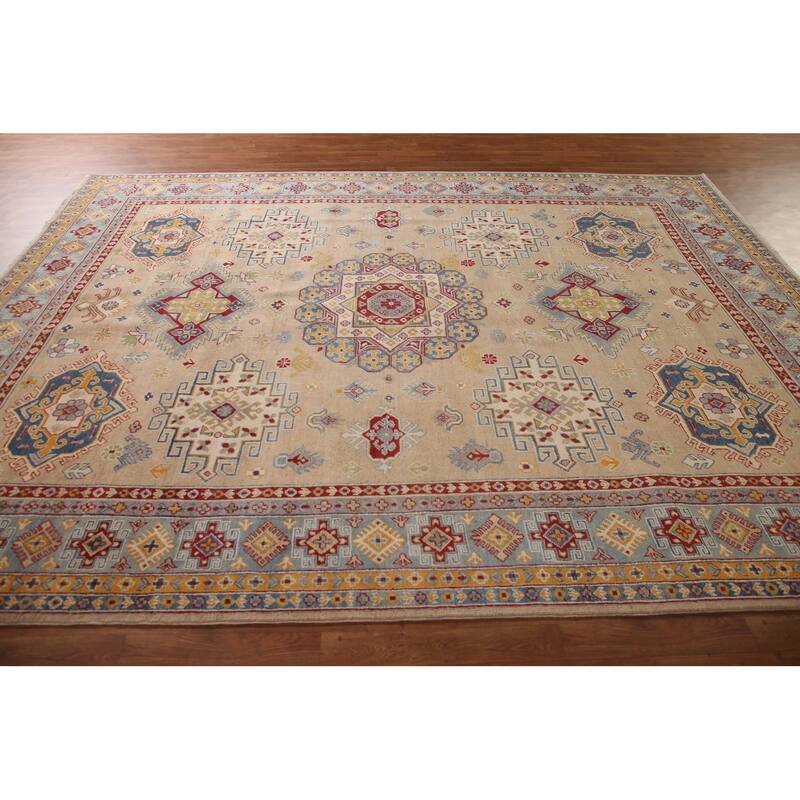 Geometric Kazak Area Rug Handmade Bedroom Wool Carpet - 8'4" x 11'3"