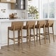 preview thumbnail 80 of 115, Gracie Modern Bar Stool, Boucle Upholstered Chair and Brushed Wooden Legs Set of 4 - Light Brown - Bar Height