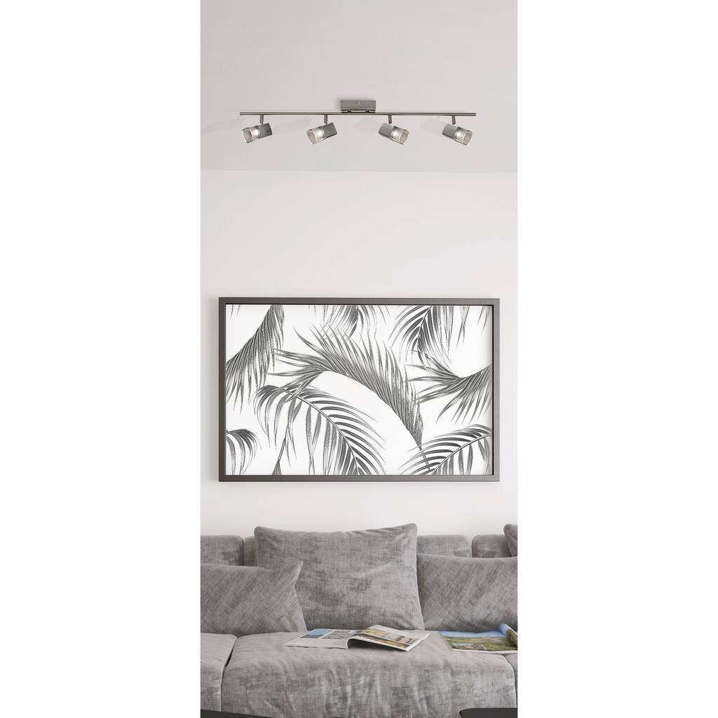 Metro 1-light Satin Nickel LED Fixed Rail, Frosted Clear Glass Shade - Satin Nickel