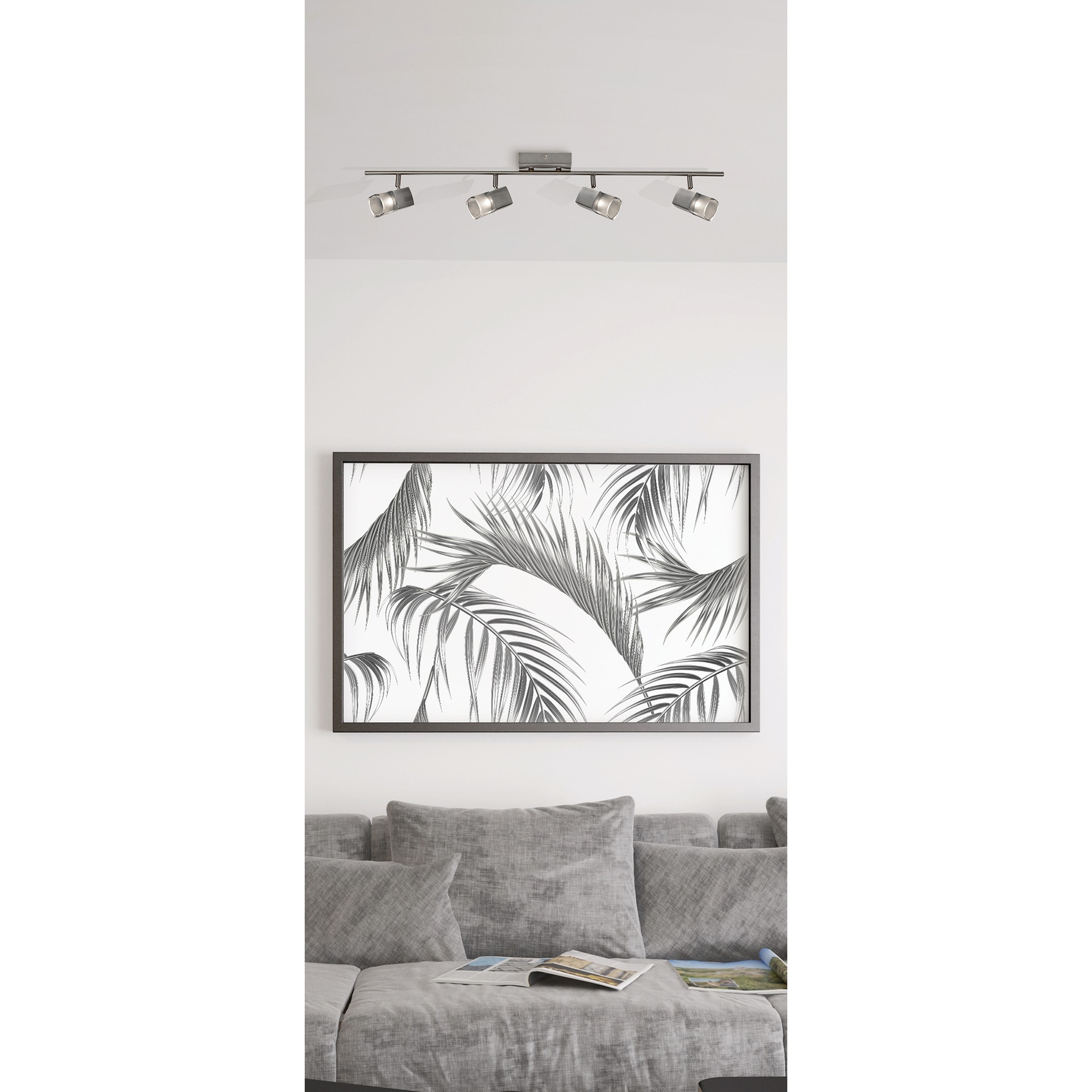 Metro 1-light Satin Nickel LED Fixed Rail, Frosted Clear Glass Shade - Satin Nickel