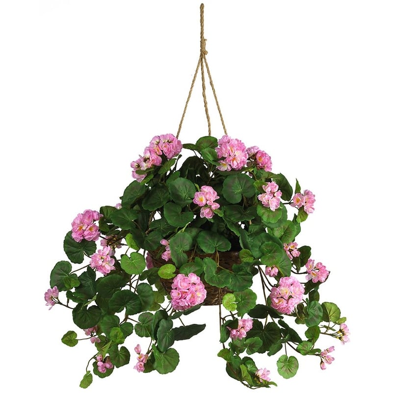 Artificial Dracaena Tree 24in. Geranium Hanging Basket Silk Plant,Pink