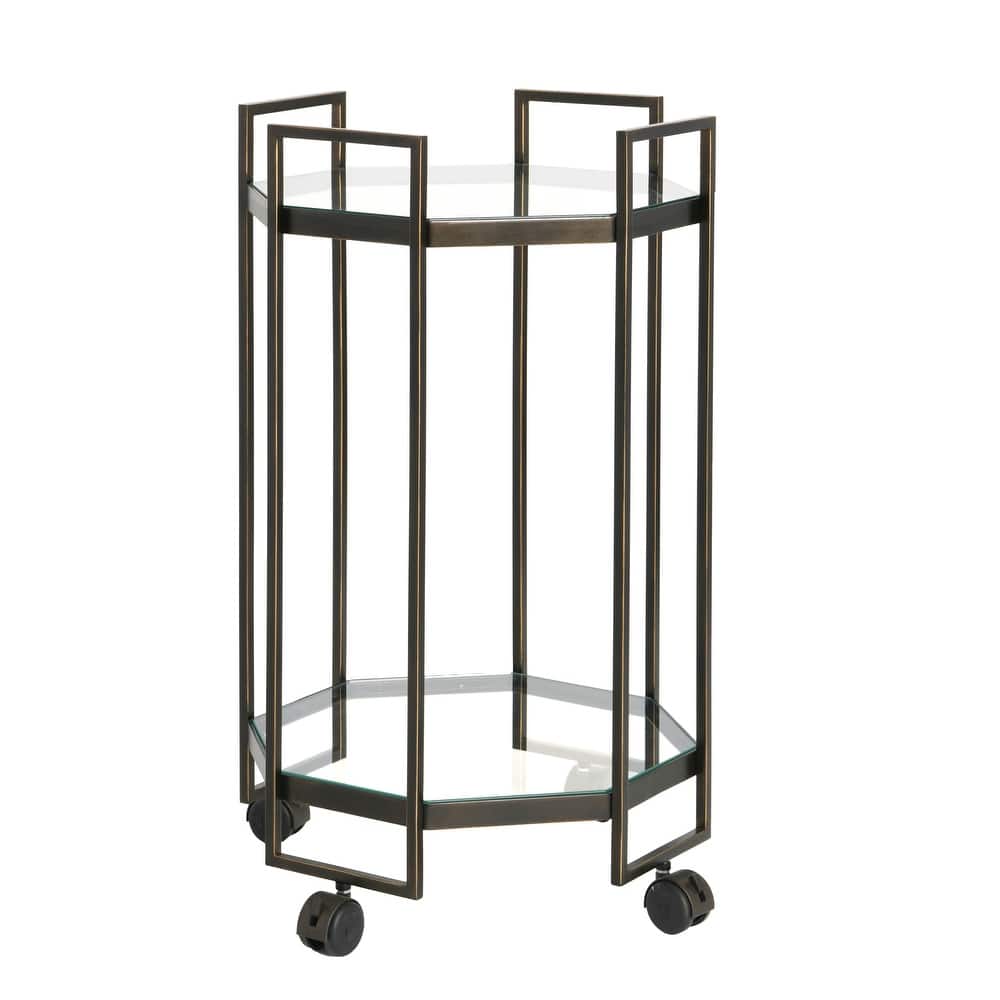 Octagon 2-Tier Metal Bar Cart