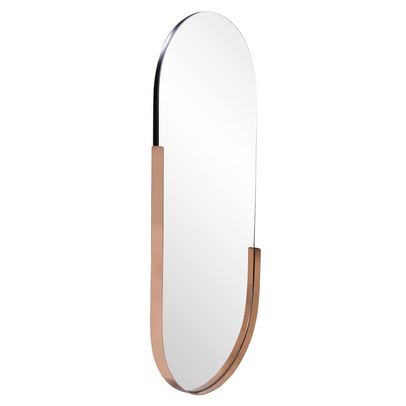 Allan Andrews Partial Stainless Steel Framed Capsule Wall Mirror - 18"W x 40"H