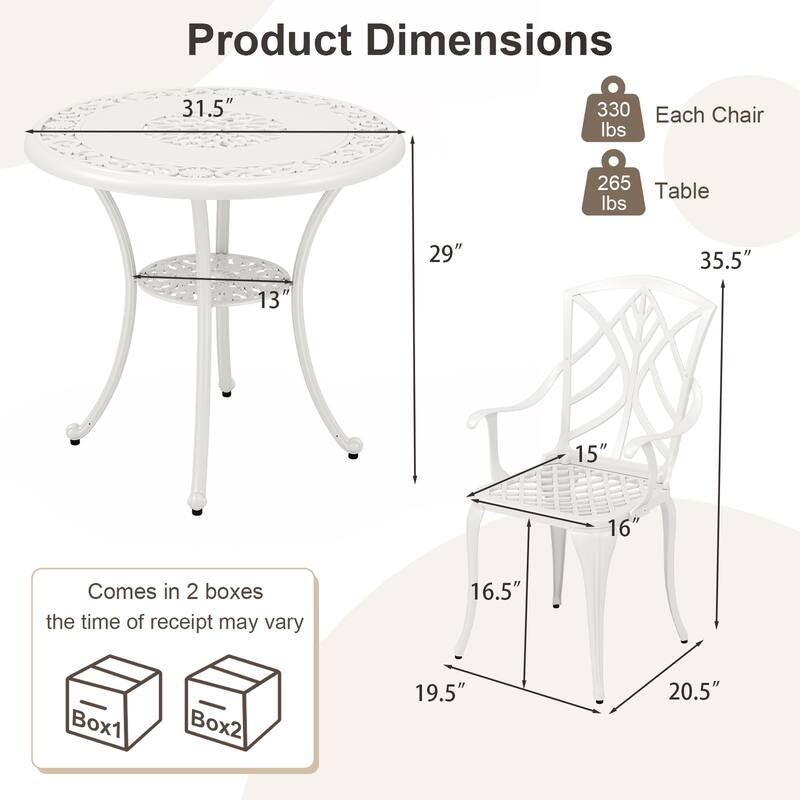 Costway 5 PCS Patio Cast Aluminum Bistro Set Dining Table & Chair with - See Details