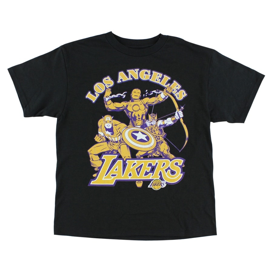 Shop Marvel Boys Los Angeles Lakers Marvel T Shirt Black Black Yellow Purple Overstock 29202504