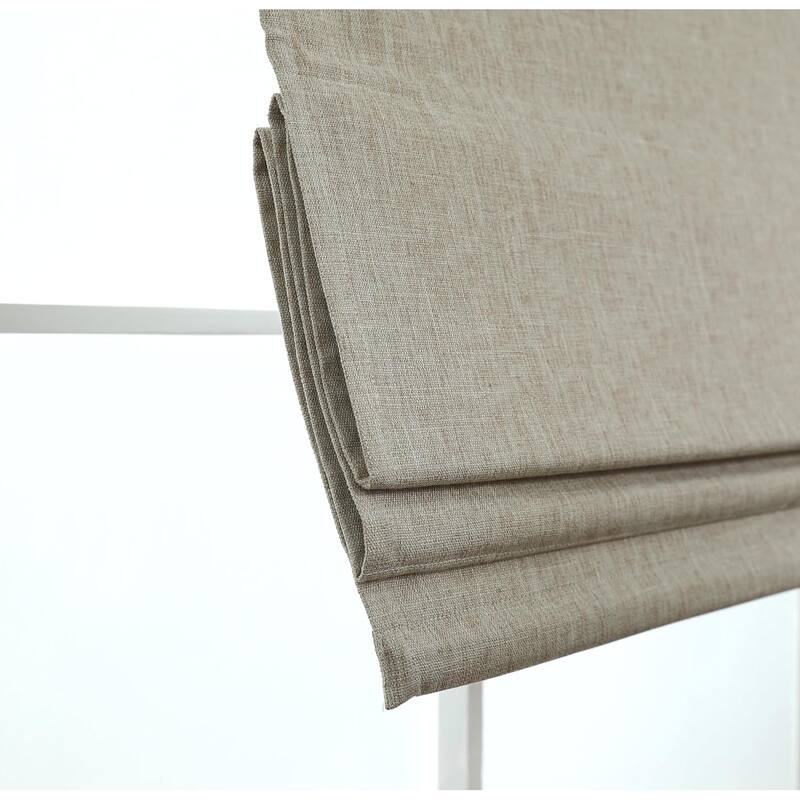 100% Blackout Roman Shade Belgian Linen Look Polyester Fabric