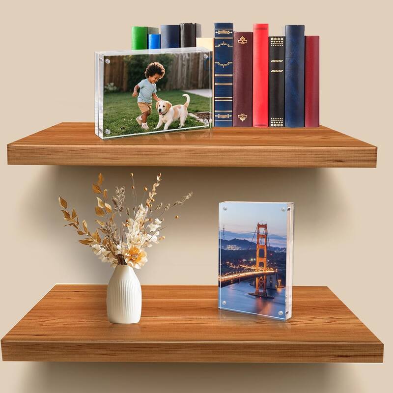 BP4U™ 6-Pack Acrylic Picture Frames, Tabletop Magnetic Freestanding Photo Frames for Hoem/Office Desktop Display