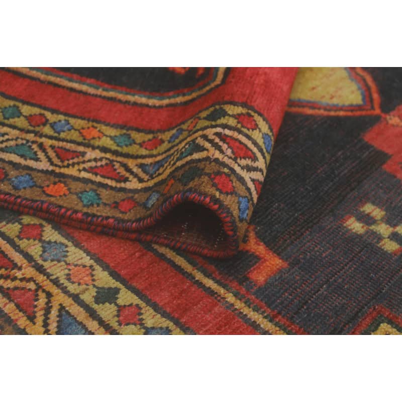 Fine Vintage Distressed Shauna Red/Navy Runner - 3'7" x 10'3"