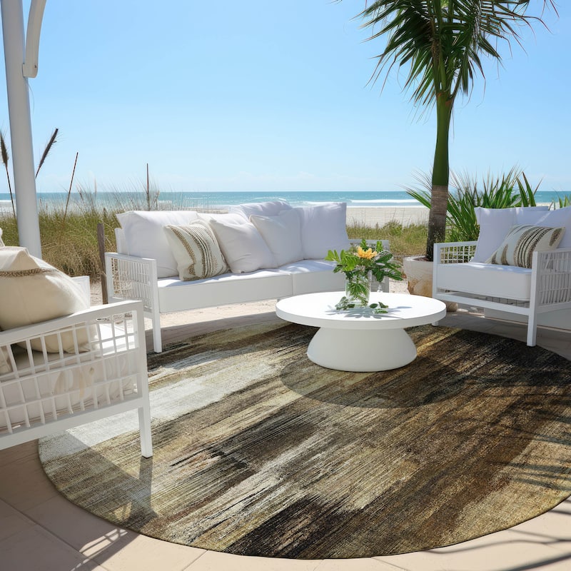 Machine Washable Indoor/ Outdoor Modern Ombre Chantille Rug