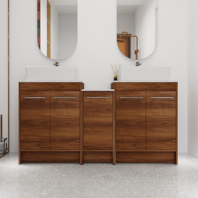 Bathroom Vanity With Sink In 24/36/48/60 Inch, Freestanding Bathroom Vanity With Soft Close Door - 58.86''W×18.9''D - Brown Ebony -110