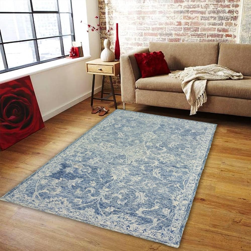 Sevita Blue Hand-tufted Wool Oriental Area Rug