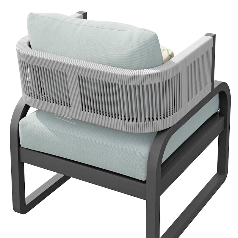 Corvus Rocio Acacia Outdoor Club Chair with Sunbrella Pillow - Grey