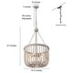 preview thumbnail 9 of 10, Modern Wood Beaded Chandelier Handmade LED Drum Basket Ceiling Light 4-light Dining Room Lights - Grey - D15.5" X H87"