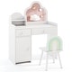 preview thumbnail 14 of 29, Costway Kids Vanity Table and Chair Set with Cloud-shaped Mirror Open - See Details