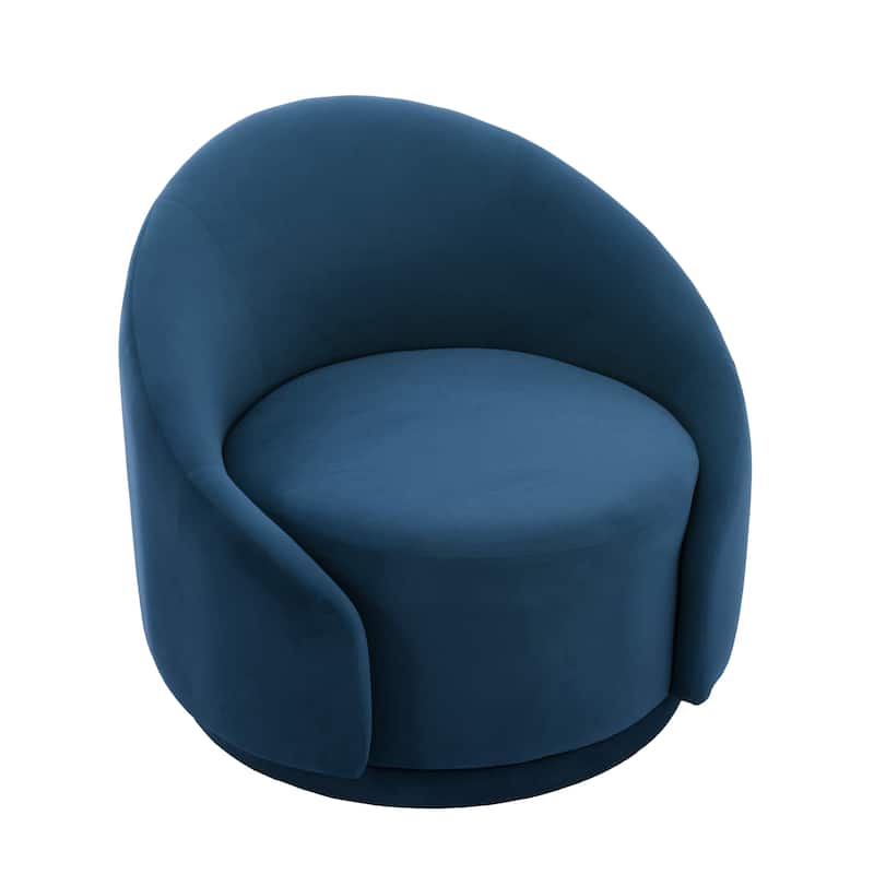 35" W Modern Upholstered Velvet/ Boucle Barrel Swivel Chair