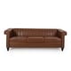 preview thumbnail 1 of 38, Drury Channel Stitch Faux Leather Sofa with Nailhead Trim by Christopher Knight Home - 83.00" L x 32.50" W x 27.00" H