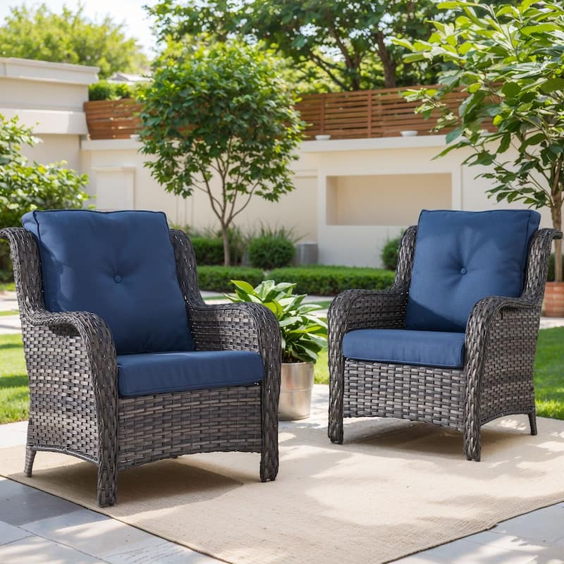 Gymojoy Wicker Patio Club Chairs with Olefin Weather-Resistant Cushions