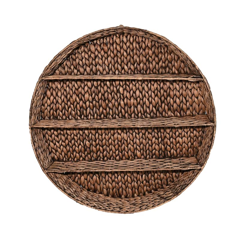 happimess 24.5" 3-Shelf Circular Handwoven Hyacinth Wall Rack