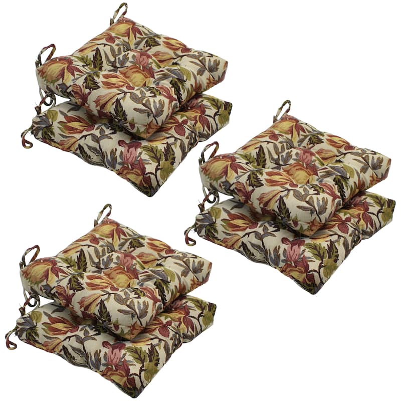 16-inch Square Back Tufted Indoor Chair Cushion (Set of 2, 4, or 6, Multiple Fabrics) - 16 x 16