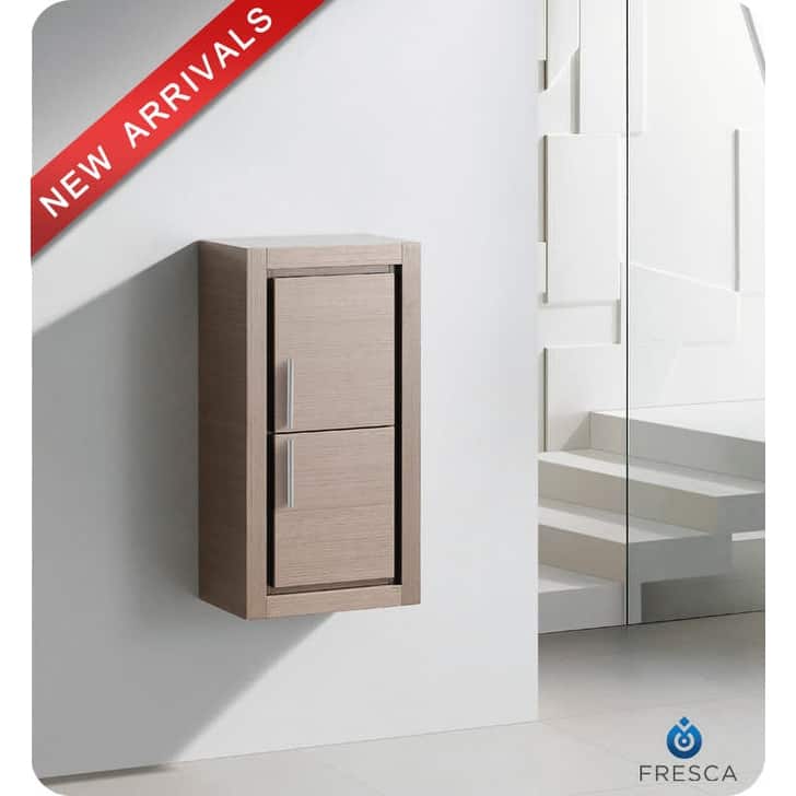 Fresca 30" Wall Mounted Bathroom Linen Cabinet with Two Doors - Gray Oak