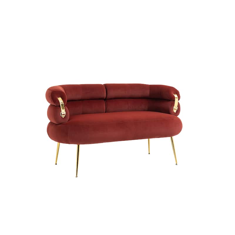 Velvet Upholstered Tubulous Accent Long Chair With Golden feet