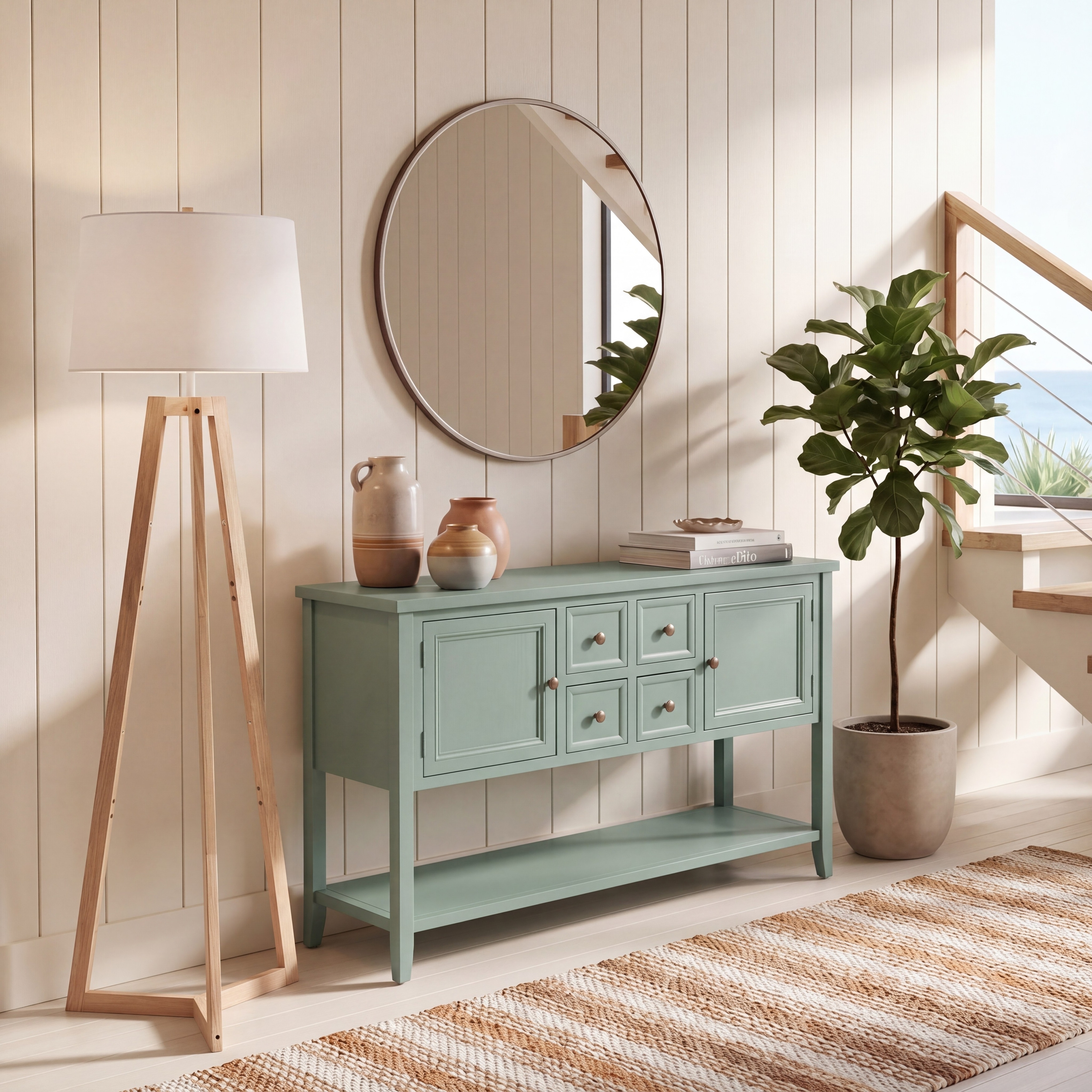 SAFAVIEH Milenija Oak Finish Storage Sideboard - 45.7" x 15" x 34" - 17Wx48Dx22H