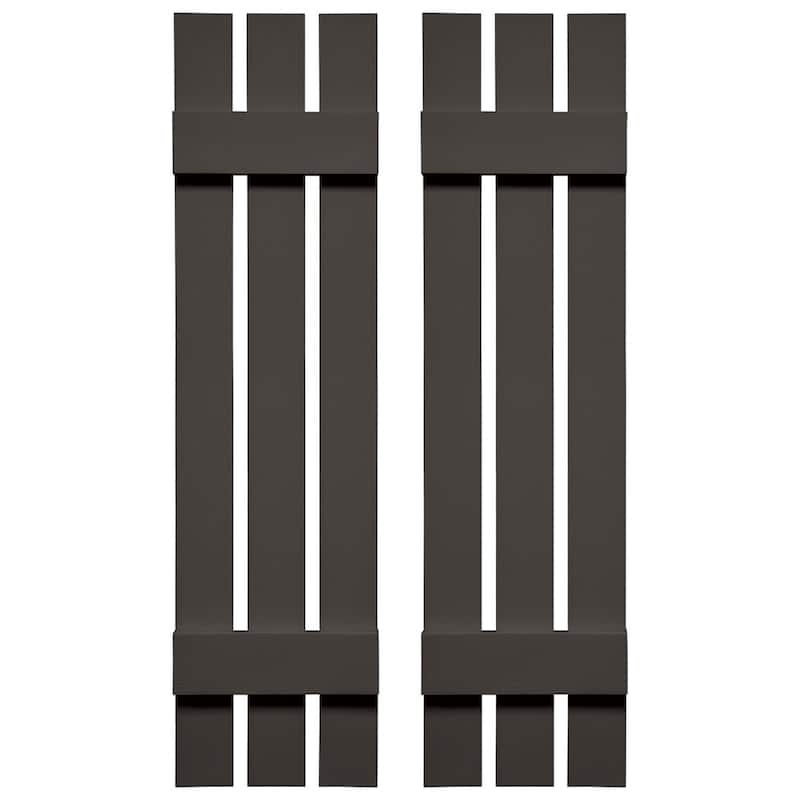 Builders Edge, Standard Three Board Spaced, Board-n-Batten Shutters, Includes Matching Installation Spikes (Per Pair) - 12"W x 51"H - 018 - Tuxedo Grey