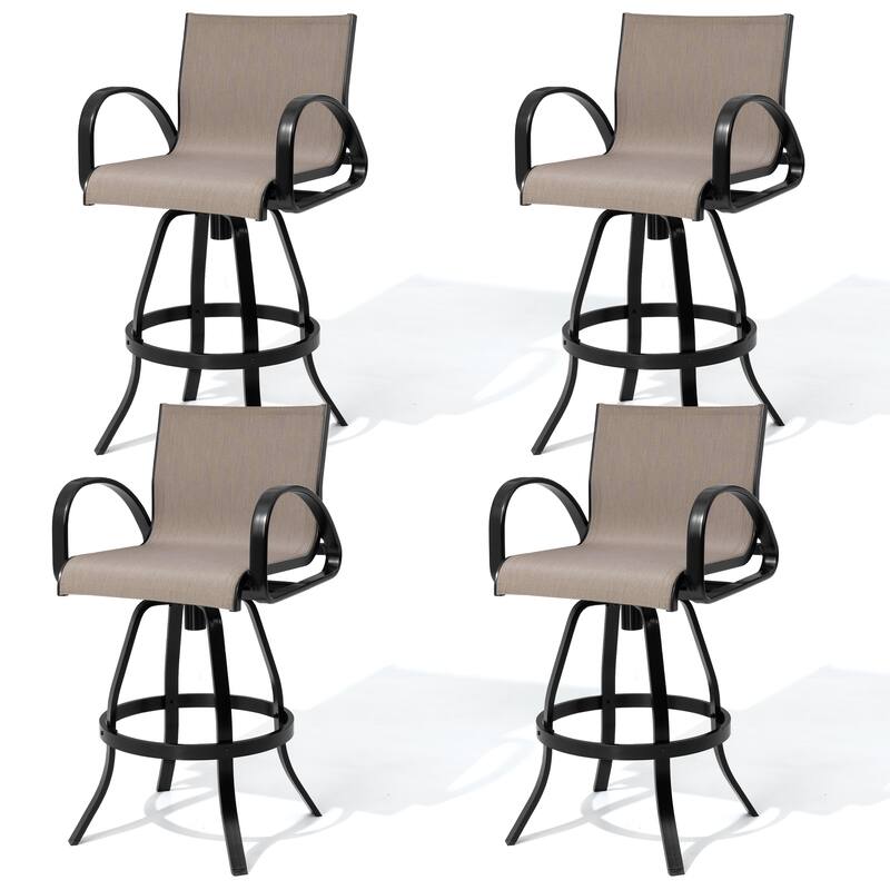 30''H Pellebant Outdoor Patio All-Aluminum Premium Swivel Bar Stools with Sunbrella Fabric - AUGUSTINEASHE-4PC