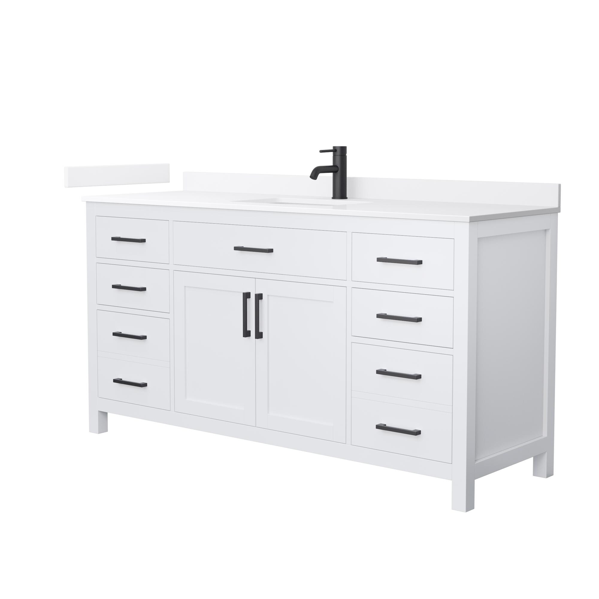 Wyndham Collection Beckett 66-inch Single Vanity, Quartz Top