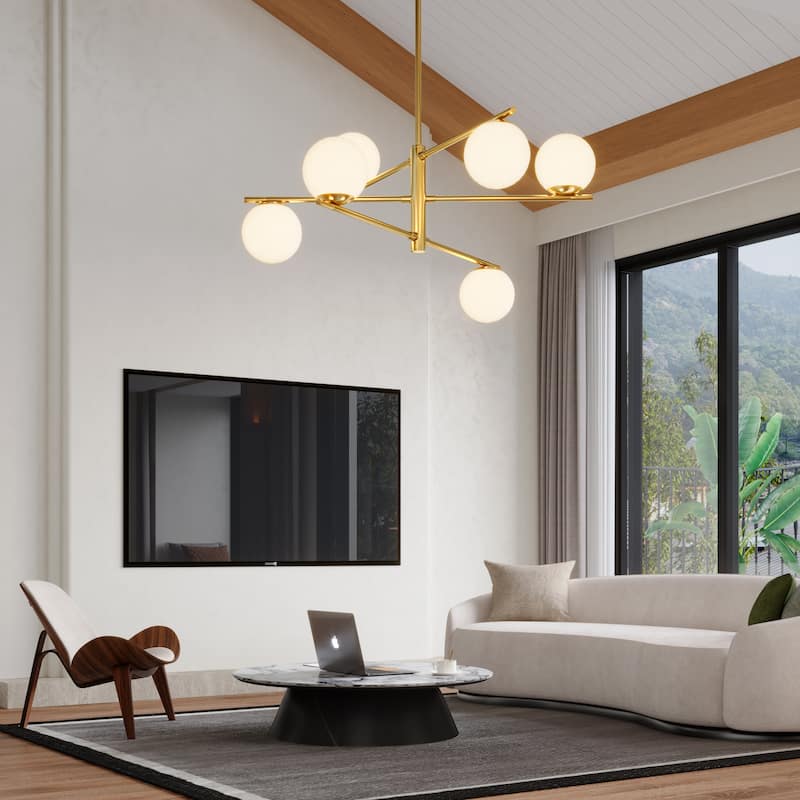 Modern 6-Light Dimmable Sputnik Bubble Chandelier for Dining Room