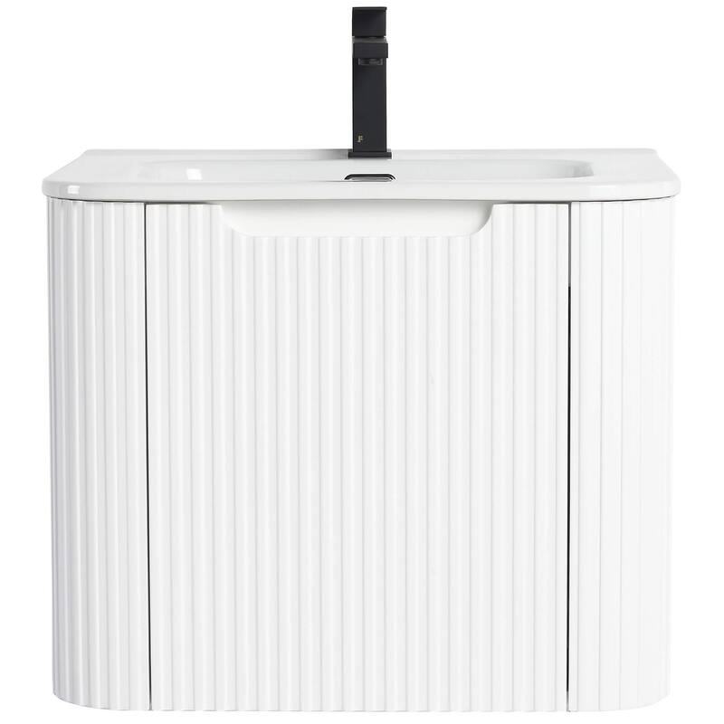 Caskvalley Modern Bathroom Vanity with Straight Fluted Design - Sink Included