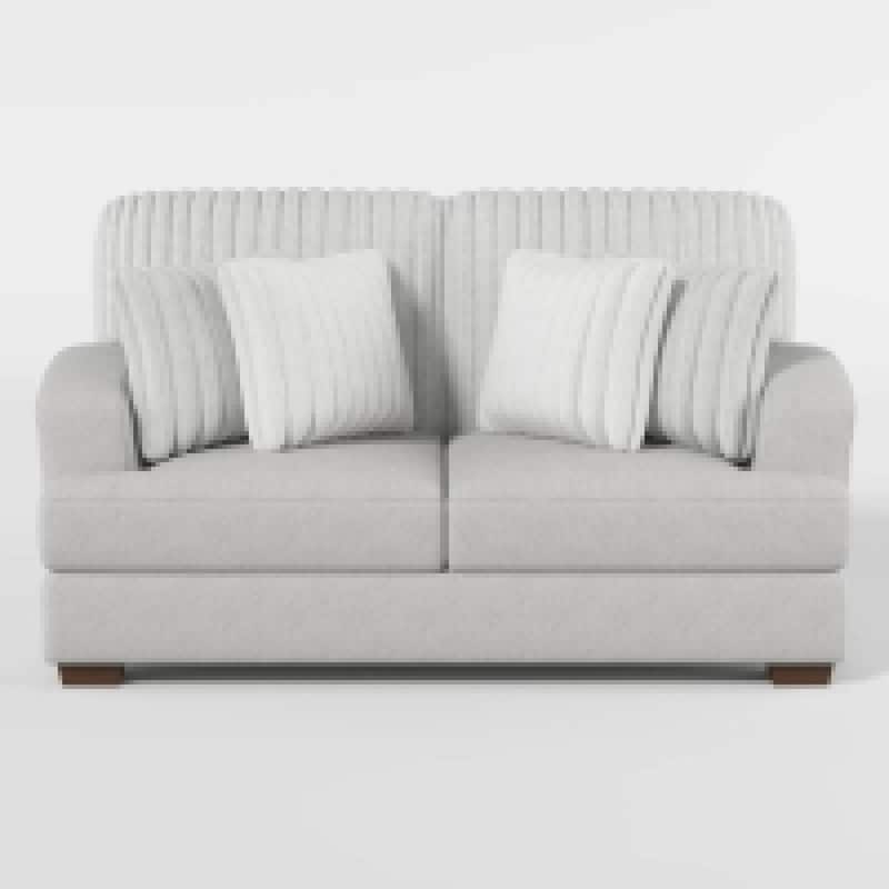 Witz Loveseat, 70 Inch, 4 Pillows, Ribbed Texture Light Gray Corduroy