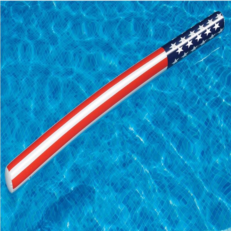 Patriotic Stars and Stripes Inflatable Swimming Pool Float - 72" - Red and White