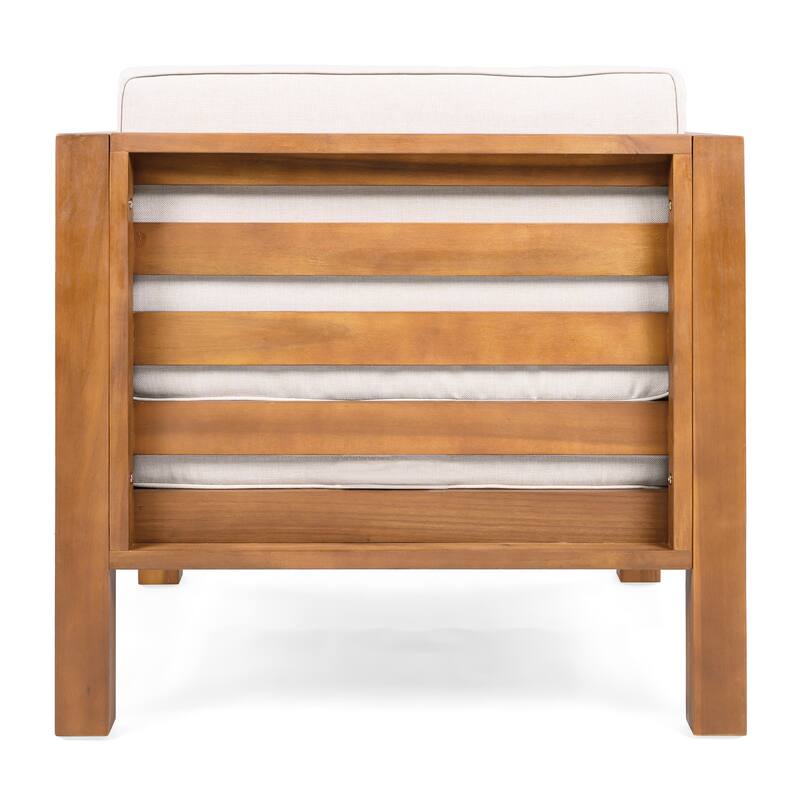 Oana Outdoor Acacia Wood Club Chair with Cushion by Christopher Knight Home