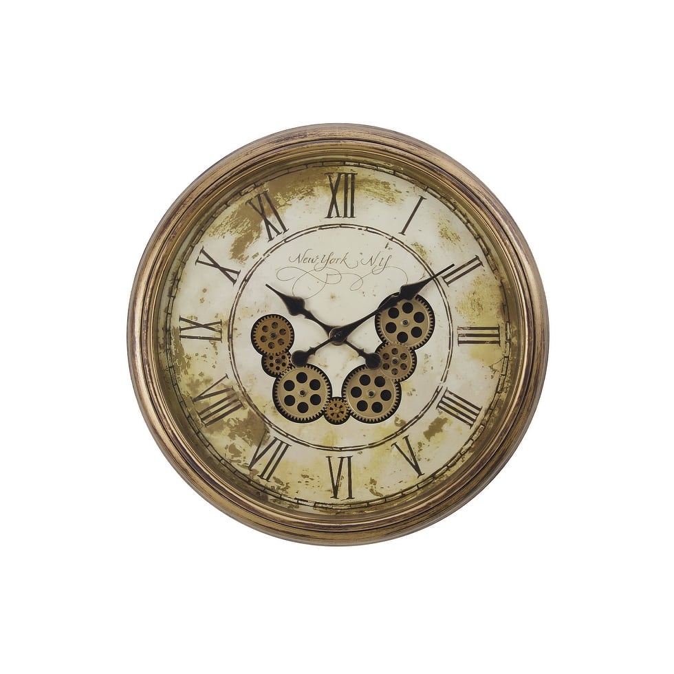 23 in Gear Mechanism Brown Wall Clock - 22.75 in