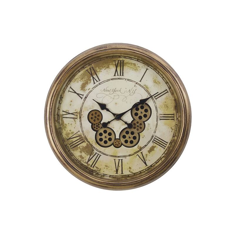 23 in Gear Mechanism Brown Wall Clock - 22.75 in