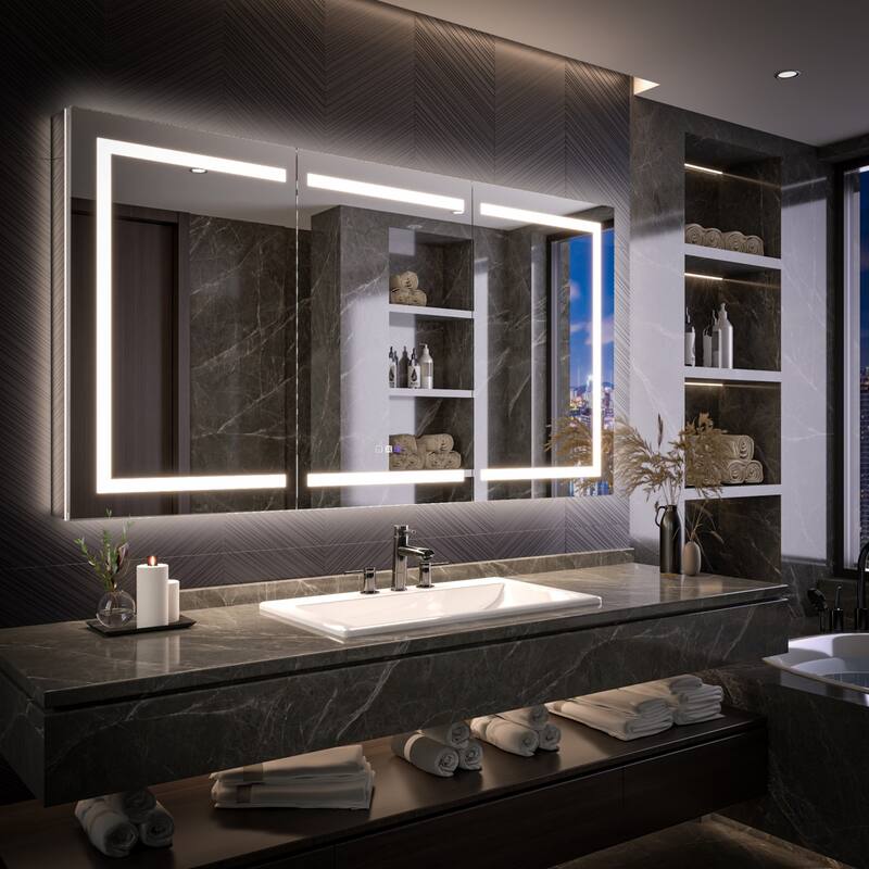 Modland 48"-72"W x 36"H Lighted Bathroom Medicine Cabinet with Backlit & Frontlit Modes,Anti-Fog