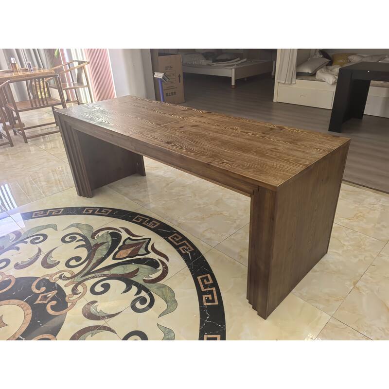 78.7 Inch Solid Wood Executive Desk, Large Computer Desk for Home Office - Rustic Brown