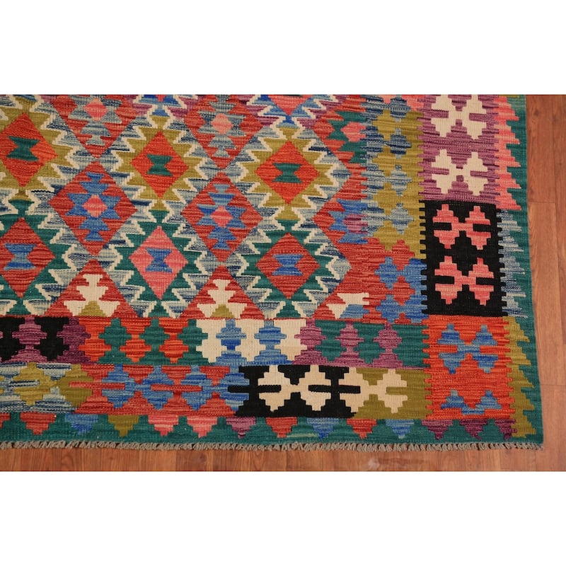 South Western Style Kilim Oriental Rug Flatweave Wool Carpet - 7'11"x 9'10"