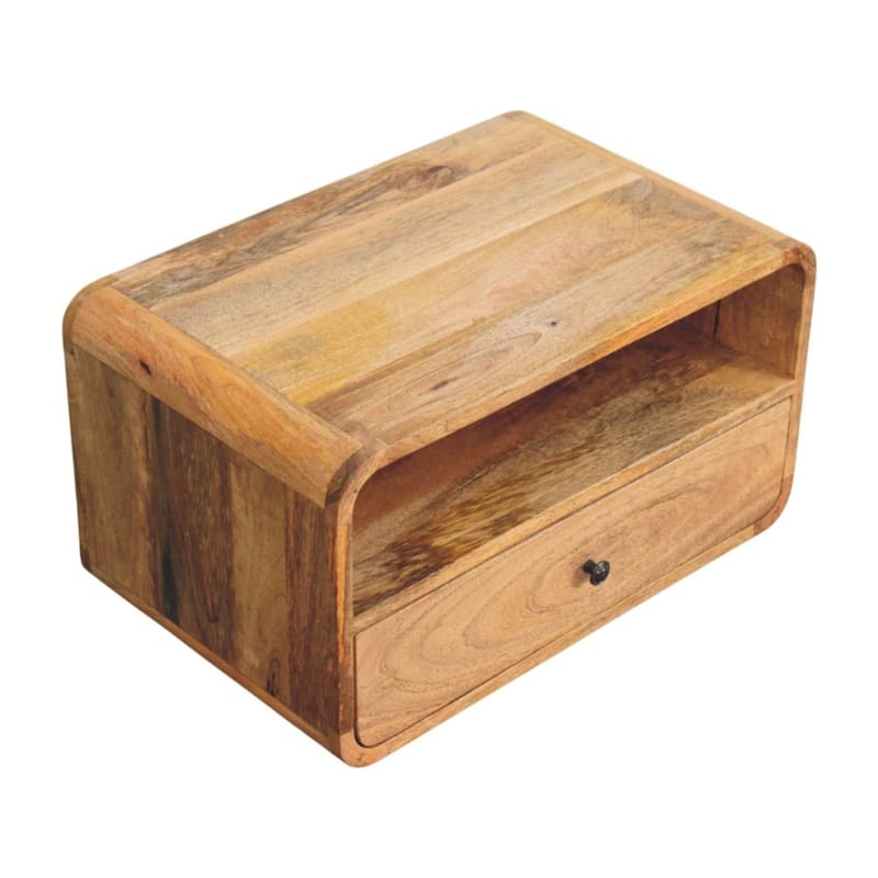 HomeRoots 22" Oak Solid Wood One Drawer Floating Nightstand