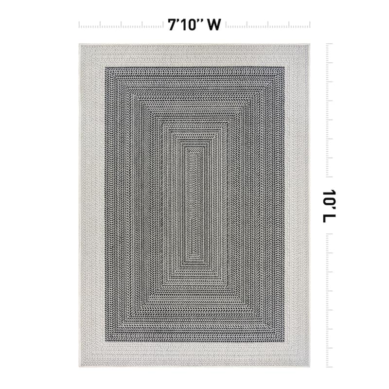 World Rug Gallery Contemporary Braided Weather Resistant Reversible Indoor/Outdoor Area Rug