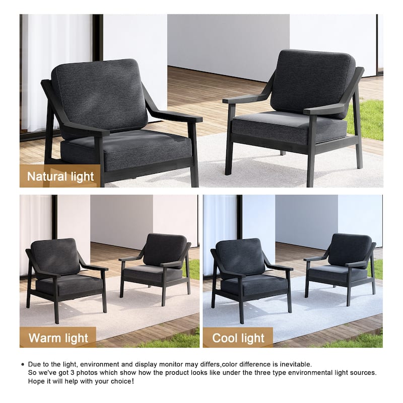 Set of 2 Outdoor Teak Wood Patio Chair with Cushion