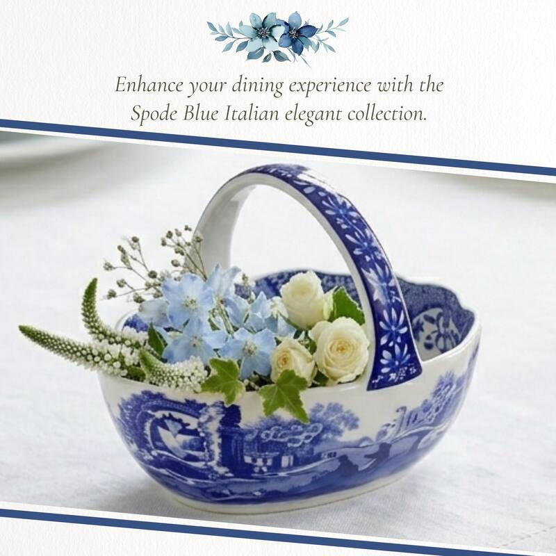 Spode Blue Italian Handled Basket - 6 inch